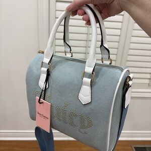 Juicy Couture Light Blue and White Denim Purse